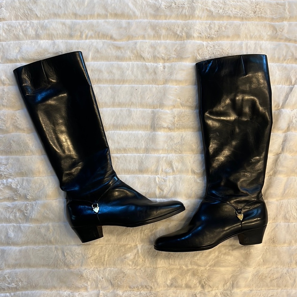 Salvatore Ferragamo size 8 black riding boots